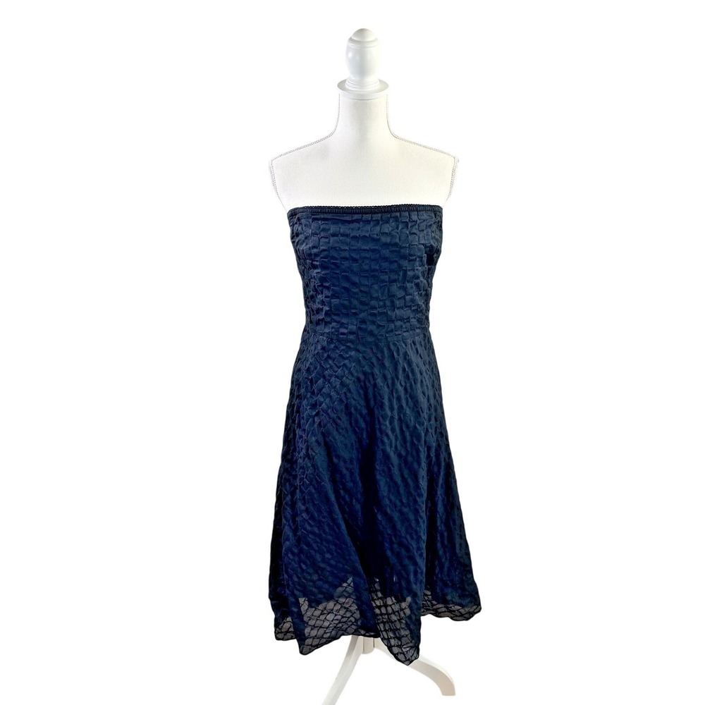 J.Crew Women's Size 12 Black Strapless 100% Cotton Midi Sundress